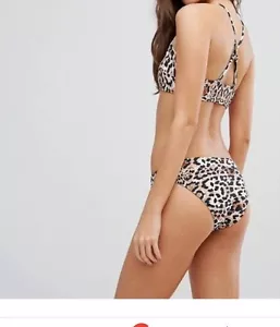 Sporty Cross Back Bikini Top Leopard U S 6 - Picture 1 of 4