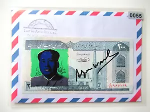 ANDY WARHOL: Banknote von WARHOL, signiert, skizziert mit Amtl. USPS-Stempel - Bild 1 von 5