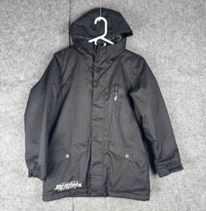 Burton Apollo Ski Snow Jacket Youth Boys 14/16 Black Hooded Full Zip - Picture 1 of 11