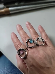 Make a wish Circle round wish ring silver uno de 50 style pink blue or sand - Picture 1 of 8