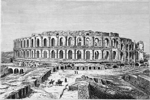 TUNISIE - AMPHITHEÂTRE d'EL JEM (gouvernorat de Mahdia) - Gravure 19e siècle - Picture 1 of 3
