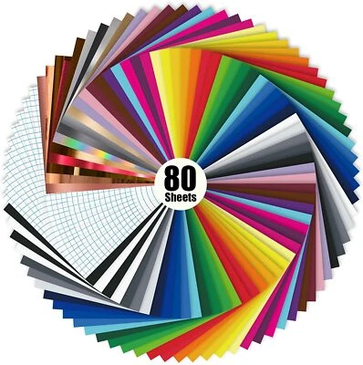 80/45 Pack Permanent Adhesive Vinyl Sheets 39 Assorted Glossy Colors  - image 1 of 4