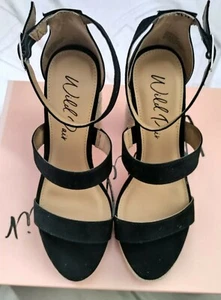 Will Pair Platform Suede Sandals Women's Size 7.5M Black ~ New - Picture 1 of 5