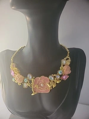 Vintage Euro Disney London Disney Necklace Statement Floral Crystals Jewelry - Image 1 of 4