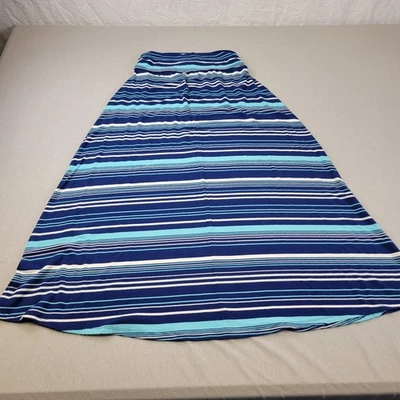 Merona Blue White Classic Stripe Maxi Skirt Womens Pull On Medium Stretch Medium - Image 1 of 4