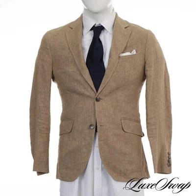 MODERN Hackett London 100% Linen Wheat Sand Slubby Summer Blazer Jacket 36 NR - Image 1 of 4