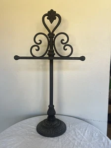 Vintage Cast Iron/Metal Free Standing Hand Towel  Holder Bathroom Victorian - Picture 1 of 6