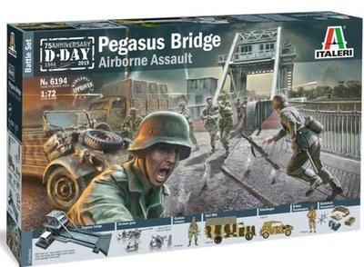 1/72 Italeri Pegasus Bridge Airborne Assault Battle Set War Games Approved #6194 - Image 1 of 4