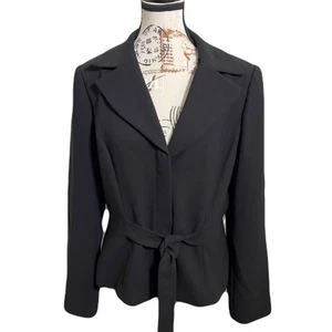 Talbots Black Blazer Jacket Women’s Size 10 Belted Career Work Fully Lined - Picture 1 of 9