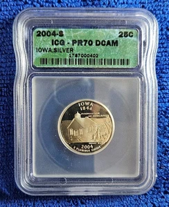 2004-S Silver Proof Iowa Quarter ICG PR70 DCAM - Picture 1 of 2