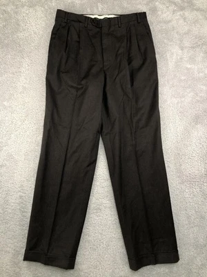 Pantalones Canali Para Hombre 33x31 (Etiqueta 36) Marrón 100% Lana Hecho en Italia Vestido *Defecto Foto 1 de 4