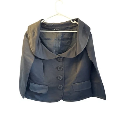 Chaqueta corta negra para mujer Ellen Tracy talla 16 - Botón delantero, cuello chal Foto 1 de 4