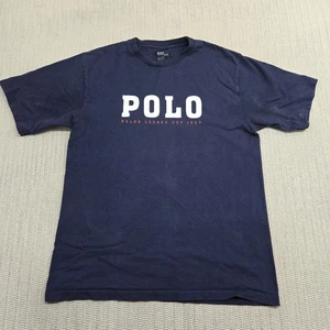 Polo Ralph Lauren Shirt Boys Youth Large Navy Blue Spell Out Tee T-Shirt Vintage - Picture 1 of 9