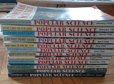 Popular Science 1956 FULL YEAR VINTAGE LOT Mechanics Autos  Home Improvement Too Foto 1 de 4