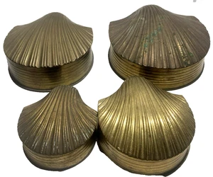 Lote De Colección 4 Anidación Latón Sea Shell Almeja Ostra Bisagra Baratija Caja de Alijo MCM AÑOS 70 - Imagen 1 de 22