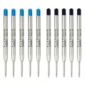 10 pz ricariche a sfera Parker Quink 5 nere + 5 blu si adattano a penne a sfera My Store - Foto 1 di 6