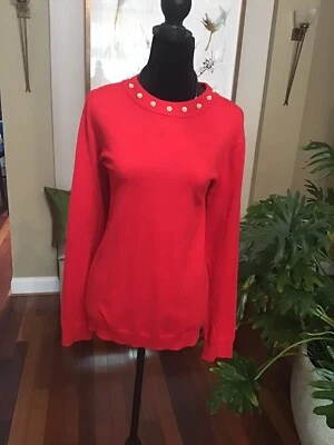 Suéter Calvin Klein Feminino Vermelho Manga Longa Tamanho XL, Decote Pérola Acento - Imagem 1 de 4