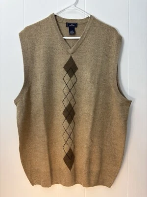 DOCKERS Hombres XL Argyle Suéter Chaleco Cuello en V Marrón Tejido Pullover Nuevo sin Etiquetas Foto 1 de 4