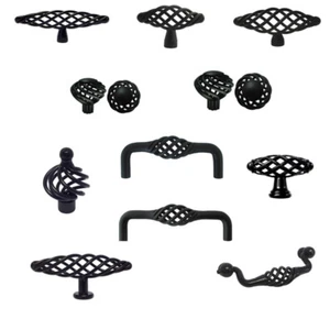 Matte black Birdcage Bird Cage Kitchen Cabinet Drawer Knobs Pulls 60 76 96mm - Picture 1 of 12