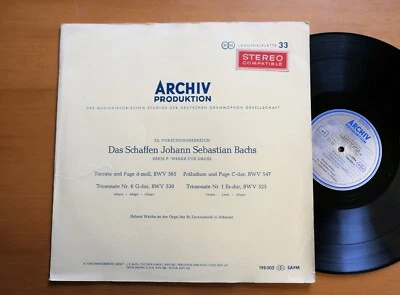 SAPM 198 002 Bach Toccata & Fugue D Minor Helmut Walcha ARCHIV Red Stereo NM - Image 1 of 4