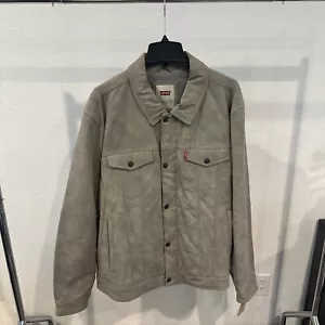 Levis Faux Suede Trucker Jacket Mens Size XXL Snap Full Zip Gray Country - Picture 1 of 4