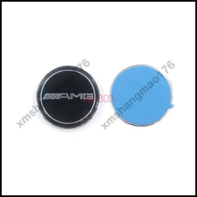 Insignia adhesiva delantera AMG negra borde plateado capó emblema Mercedes Benz Laurel 57 mm Foto 1 de 4