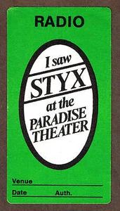 1983 Styx at the Paradise Theatre Backstage Pass  - Bild 1 von 2