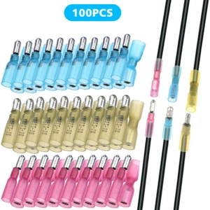 100 piezas de conectores de alambre de bala reductores de calor terminales de engarce macho hembra 22-10AWG - Imagen 1 de 12