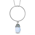 3 Ctw 14K Solid White Gold Fine Your Power Blue Topaz Necklace 18"