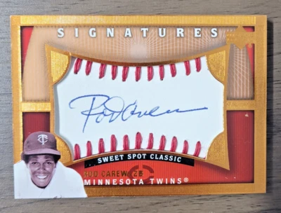 Cubierta superior Sweet Spot Classic Rod Carew Signatures 2005 #Ca Minnesota Twins Foto 1 de 2