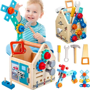 33pcs Toddler Tool Set Wooden Repair Tools Educational Pretend Play Construction - Picture 1 of 16