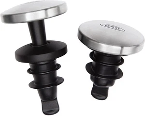 OXO Stainless Steel Spill proof Wine Stopper Set of 2 NEW In Box - Picture 1 of 2