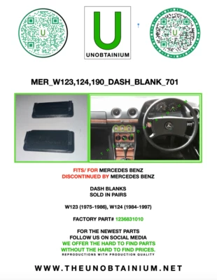 SE ADAPTA/PARA MERCEDES BENZ W123 W124 SALPICADERO ESPACIOS EN BLANCO X 2 PIEZAS# 1236831010 Foto 1 de 4