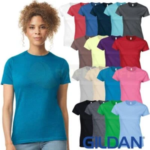 Gildan Ladies T-Shirt Softstyle Fitted 100% Cotton Plain Womens Tee Top - Picture 1 of 38