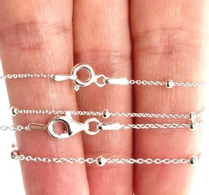 925 Sterling Silver Chain Necklace Saturn Ball Italian Trace Anchor Italian Gift - Picture 1 of 14