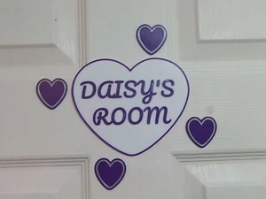 personalised heart shape girls bedroom door sign plaque with adhesive 3d printed - Picture 1 of 5