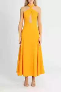 BY JOHNNY Zina Midi Dress Orange Cocktail Summer Size 12 AU RRP 400 WITH DEFECTS - Picture 1 of 6