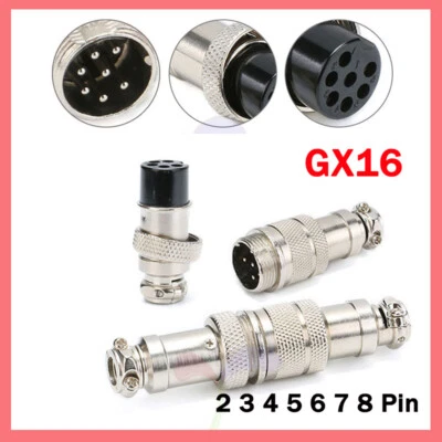 2 3 4 5 6 8 Pins GX16 Male Female Plug Aviation Air Socket With Panel Connector - Image 1 of 4