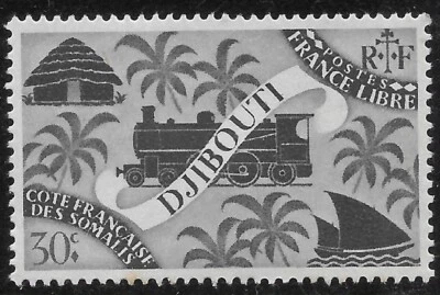 FRANCE FRENCH DJIBOUTI SOMALIA COAST TRAIN Railroad Locomotives 30C 1948 MH OG - Image 1 of 2