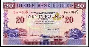 Ulster bank Ltd Belfast £20 twenty banknotes 2002 2004 2006 2007 2008 real money - Picture 1 of 4
