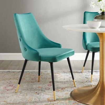 Modway Adorn Tufted Performance Velvet Accent Dining Chair in Teal - Image 1 of 4