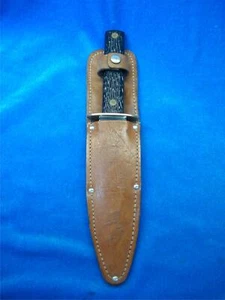 VINTAGE IMPERIAL KNIFE CO. - FIXED BLADE HUNTING KNIFE WI/ORIG. LEATHER SCABBARD - Picture 1 of 15