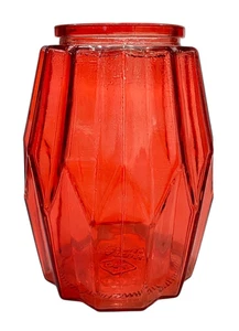 "Florero facetado de vidrio rojo medio diamante DPS vintage tarro estilo Art Deco de 6""" - Imagen 1 de 4