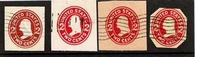 1907-16  U.S. STAMPED ENVELOPE 2c  Washington LOT OF 4 Sc#W410- Used Cut Square - Picture 1 of 1