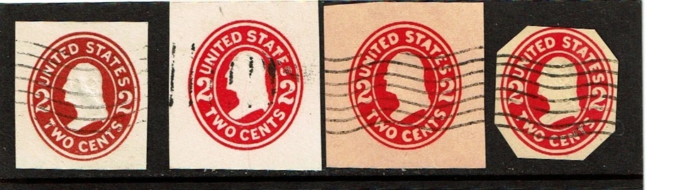 1907-16  U.S. STAMPED ENVELOPE 2c  Washington LOT OF 4 Sc#W410- Used Cut Square - Image 1 of 1