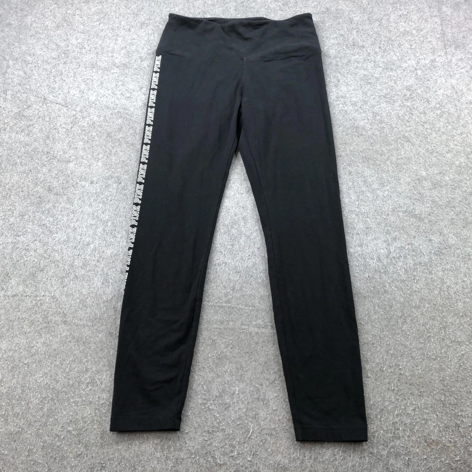 Victoria's Secret ROSA Leggings Mujer Grandes Negros Tiro Alto Lateral Logo Yoga Y2K Foto 1 de 4