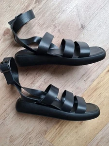 Marks & Spencer Gladiator strappy flatform sandals Size 5 Black Leather VGC - Picture 1 of 4