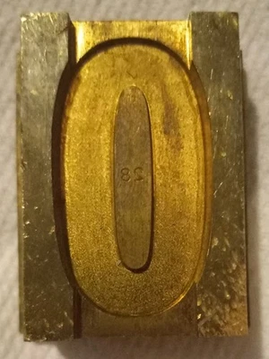 Vintage Number Press # 0 Solid Brass Type Printers Block Very Collectable Rare - Image 1 of 4