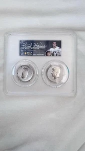 2019-S 50c Apollo 11 50th Anniversary 2 pc Set - PCGS PR 70 Fred Haise Signed - Picture 1 of 2