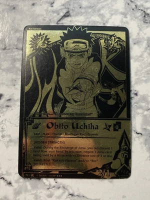 2010 Naruto CCG S16 Obito Uchiha N711 1st Edition Gold Rare Super Rare Holo - Image 1 of 2